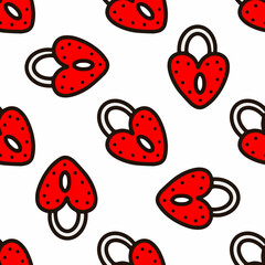 Seamless pattern with red locks and hearts illustration. Valentines day pattern