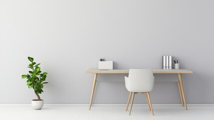 Clean and bright minimalist office with a sleek desk, ergonomic chair, and simple decor, promoting productivity