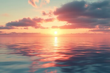 Obraz premium Sunset Reflection on Calm Ocean Water