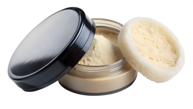 Flawless finish loose powder with applicator, cut out transparent