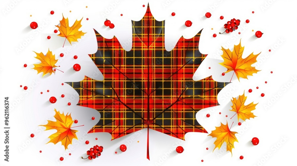 Canvas Prints a plaid maple leaf