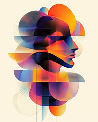 abstract graphics design women shadow , gradient colorful shade , design art creative thinking © kazitafahnizeer