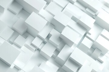 Abstract background with white squares, cubes, and layers in a geometric pattern for modern design.