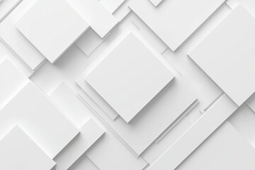 Abstract background with white squares, cubes, and layers in a geometric pattern for modern design.