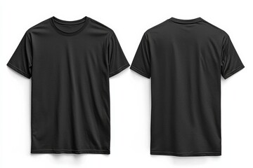 Naklejka premium Black Tshirt Mockup Front and Back Isolated created with Generative AI