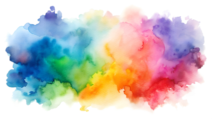 Colorful abstract watercolor splash, cut out transparent