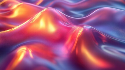 Naklejka premium Abstract Fluid Iridescent Holographic Neon Curved Wave