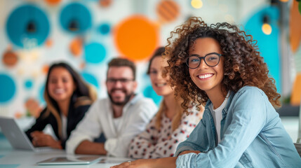 fun diverse team collaboration at work, diversity equity and inclusion, professional and approachable.