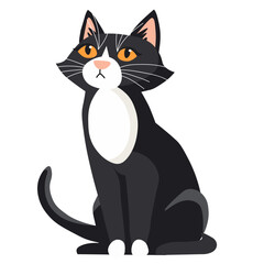 Cat. Vector illustration of a black and white cat