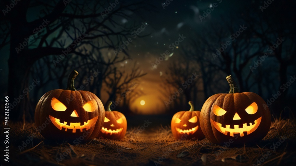 Wall mural halloween background with pumpkin