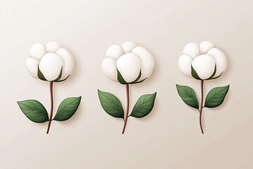 Natural Organic Cotton Liner labels and badges - Round Icon, Sticker, Logo, Stamp, Tag Cotton Flower. Flat design.