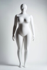 Fototapeta premium Plus size female mannequin with curvy body figure on light studio background. Plus size fashion figure template. body positivity and feminism concept. XXXL size, overweight female body