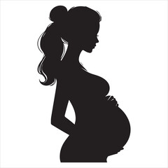 pregnant lady silhouette vector woman girl floral lady in a white background