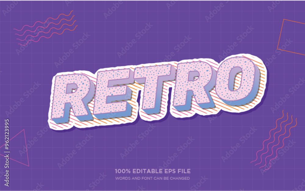 Fototapete retro style 3d editable text style effect