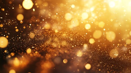 Fototapeta premium Abstract gold bokeh with real dust particles and subtle lens flare, perfect for a warm, elegant scene.