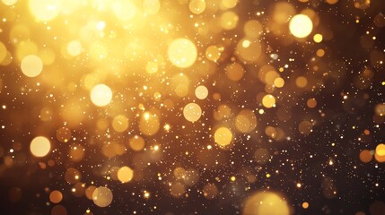 Abstract gold bokeh with real dust particles and subtle lens flare, perfect for a warm, elegant scene.