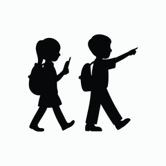 Vector silhouette of school kids back to school illustration template