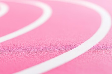 Close-up of a pink running track with white lines, on a pink background