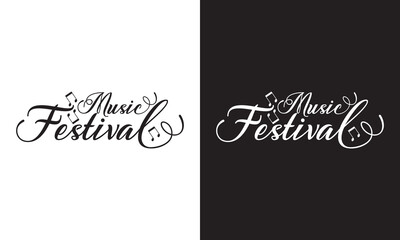 Music festival lettering modern calligraphy style template for poster, banner, flyer, ticket, event program, brochure for summer open air. vector illustration. EPS 10