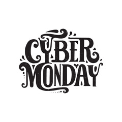 Naklejka premium Cyber Monday is a day for online shopping. It is a day when people can buy things online at a discounted price