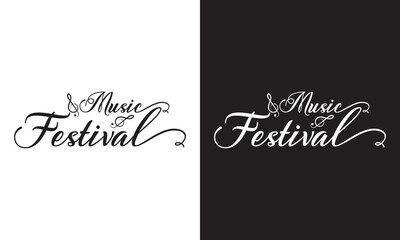Music festival lettering modern calligraphy style template for poster, banner, flyer, ticket, event program, brochure for summer open air. vector illustration. EPS 10