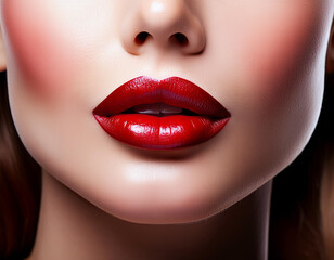 Fototapeta premium Close-up of a woman's red lips