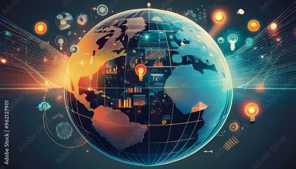Sticker embracing ai transforming business in the digital age with modern technology and ideas for global su