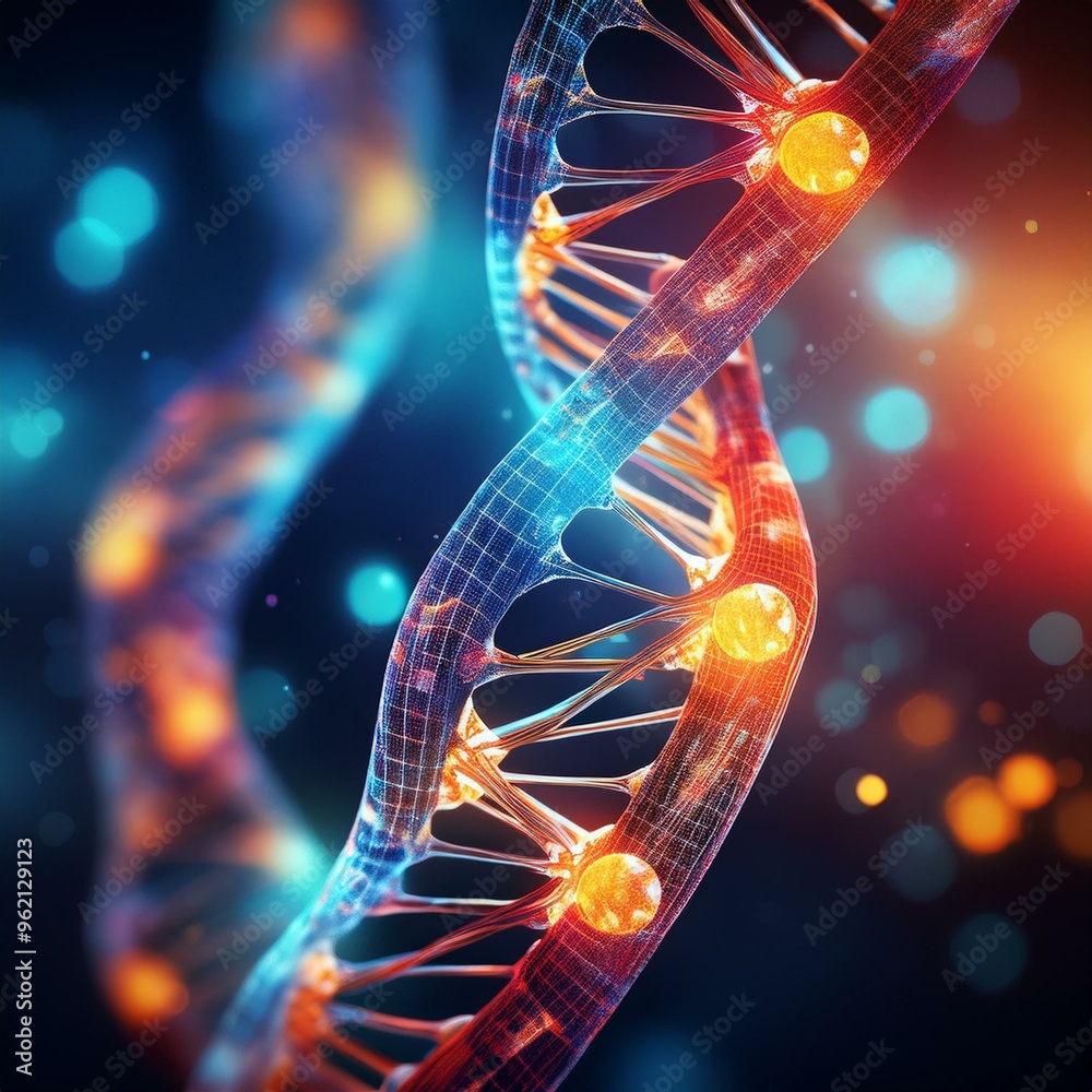 Canvas Prints vibrant abstract background of molecular structures dna strands, genetic engineering, neural network