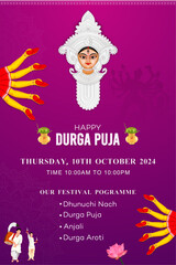 happy durga puja, indian festival, invitation card, Story, Poster, durga puja festival
