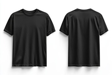 Naklejka premium Black Tshirt Mockup Front and Back Isolated created with Generative AI