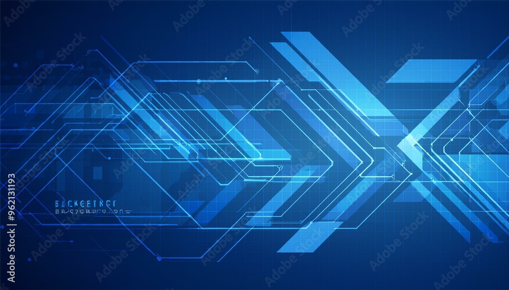 Sticker blue tech geometry abstract vector background with futuristic elements in shades of blue - modern di