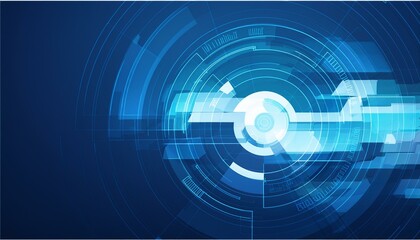 Obraz premium Blue tech geometry abstract vector background with futuristic elements in shades of blue - modern digital design for web, print, and technology concepts
