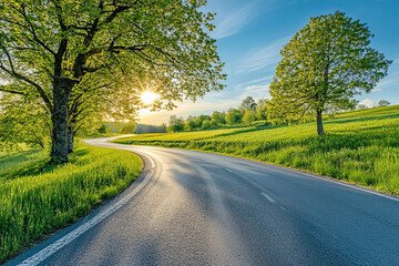 Fototapeta premium empty street with street light