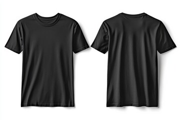Naklejka premium Black Tshirt Mockup Front and Back Isolated created with Generative AI