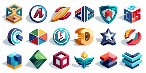 set of colorful abstract symbols isolated on white background. PNG Transparent file type with high definition quality And vibrant color grading Available.