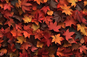 Autumn Leaves Background with Rich Colors and Textures, AI generated illustration