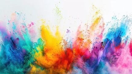 Fototapeta premium vibrant holi paint powder explosion colorful festival burst on white abstract background for industrial print