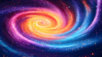 Obraz premium A Stunning Abstract Background Animation of a Colorful Galaxy Rotating, with Twinkling Stars and Vibrant Swirling Colors
