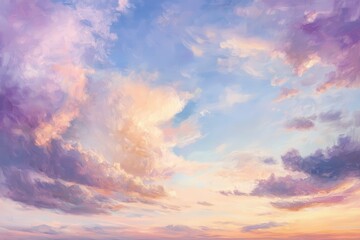 Painted Cloudscape with Pink and Blue Hues
