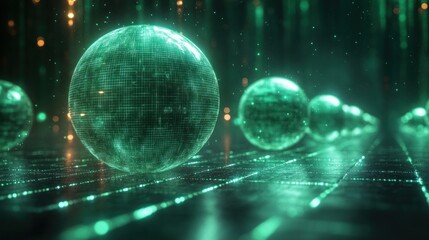 Futuristic background with grid patterns and floating.