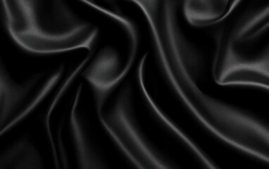 Obraz premium Elegant black fabric drapes gracefully, showcasing smooth texture and luxurious sheen, perfect for fashion and interior design projects.