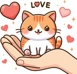 Cute Cat Sitting Cartoon Vector Icon Illustration. animal