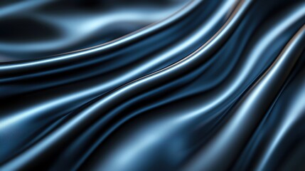 Obraz premium Elegant dark blue fabric with smooth waves, perfect for showcasing luxury, fashion, and textile design. Ideal for creative projects.