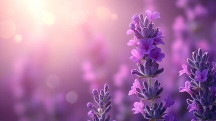 Fototapeta premium A close up of purple flowers with a pink background