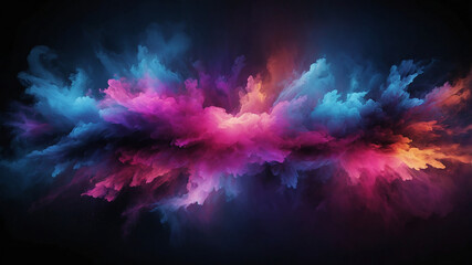 Vibrant abstract colorful waves of smoke blending seamlessly in dark background like flowing energy.