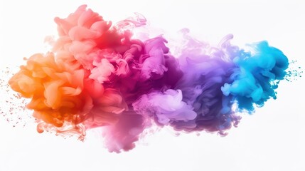 vibrant rainbow paint color smoke cloud explosion on white abstract photography