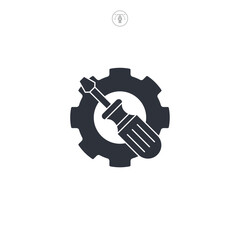 Gear with screwdriver, Service tool icon symbol vector illustration isolated on white background