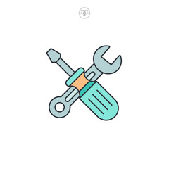 Repair tools, wrench and screwdriver icon symbol vector illustration isolated on white background
