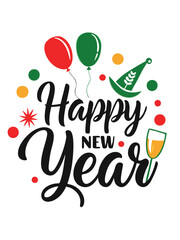 Happy New Year Lettering Vector Illustration | SVG Design & Cut Files for Cricut & Silhouette