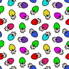 Seamless pattern with strawberries on a white background illustration